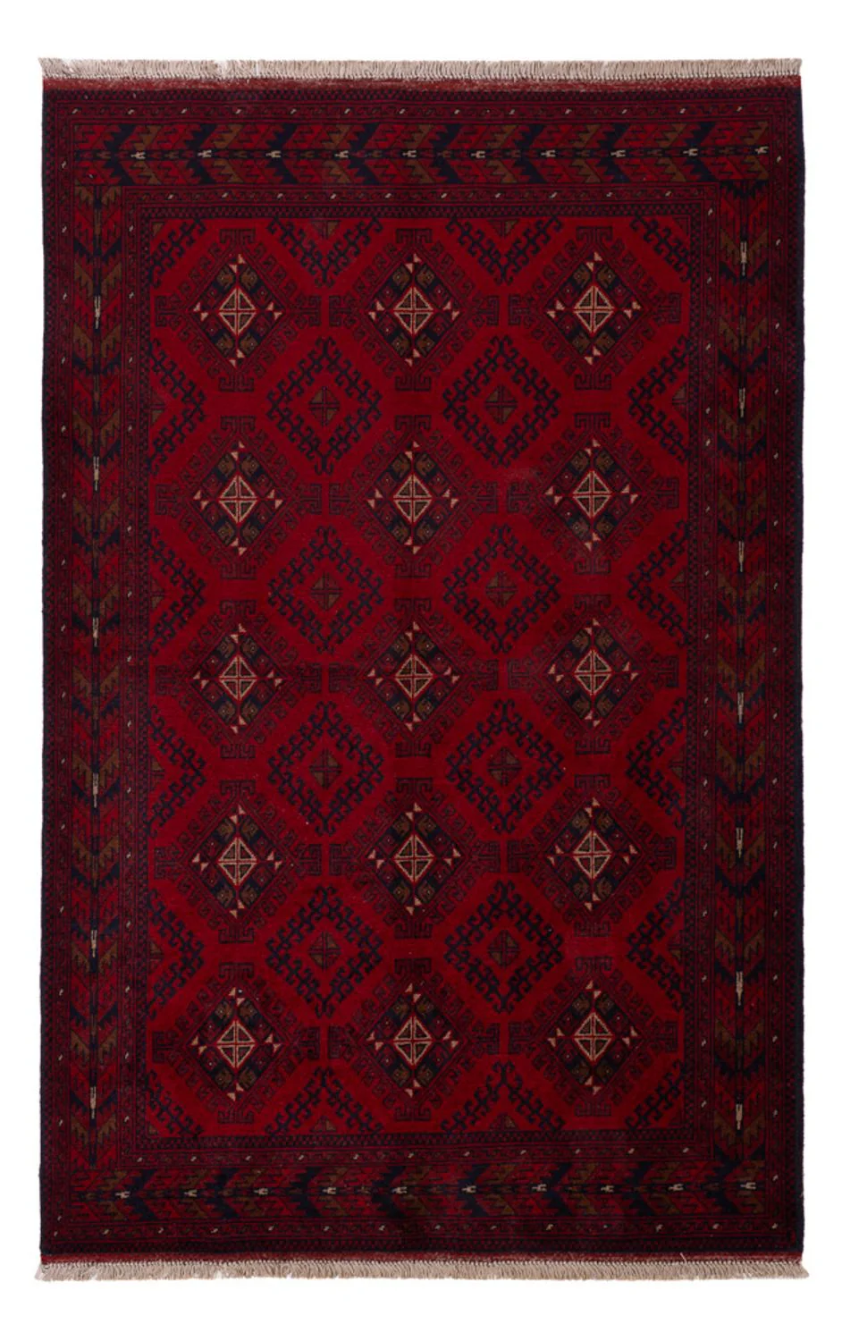 Afghan Teppich - Kunduz - 196 x 129 cm - dunkelrot