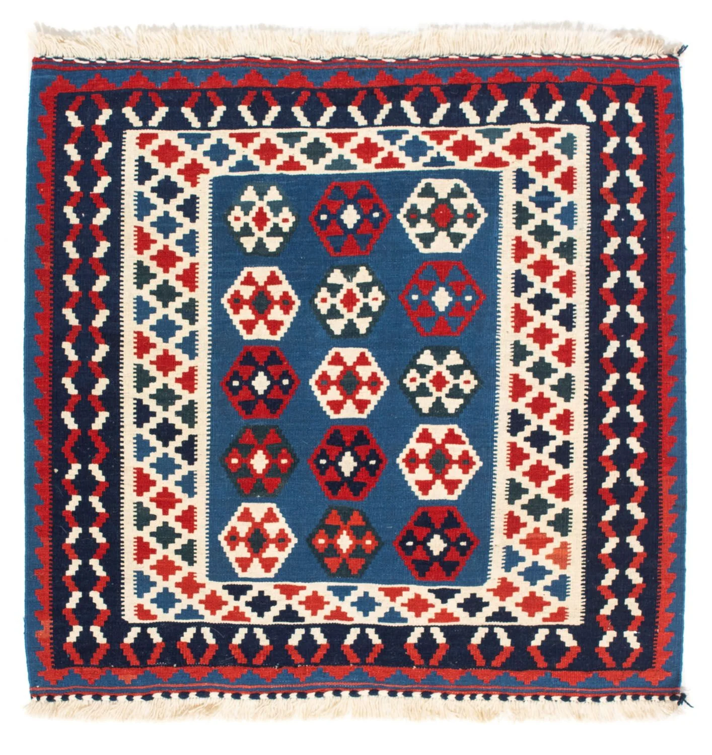 Kelim Teppich - Oriental 102 x 100 cm - blau