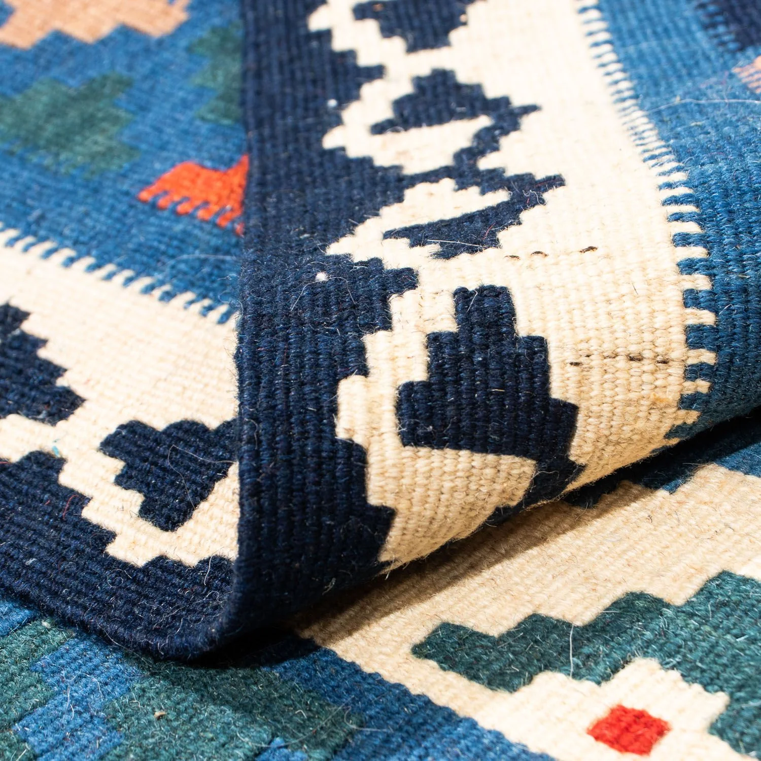 Kelim Teppich - Oriental 103 x 102 cm - hellblau - Image 4