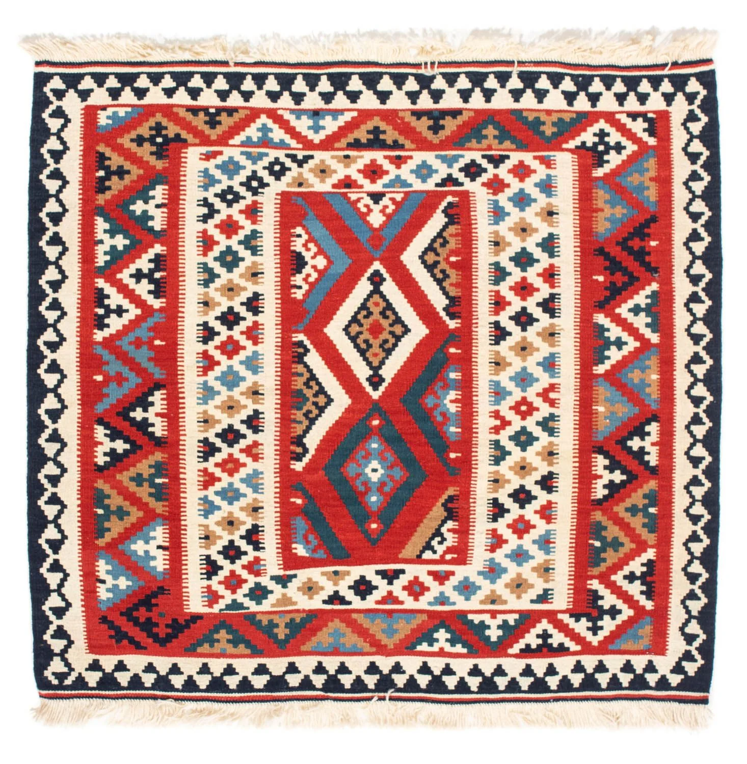 Kelim Teppich - Oriental 108 x 105 cm - rot