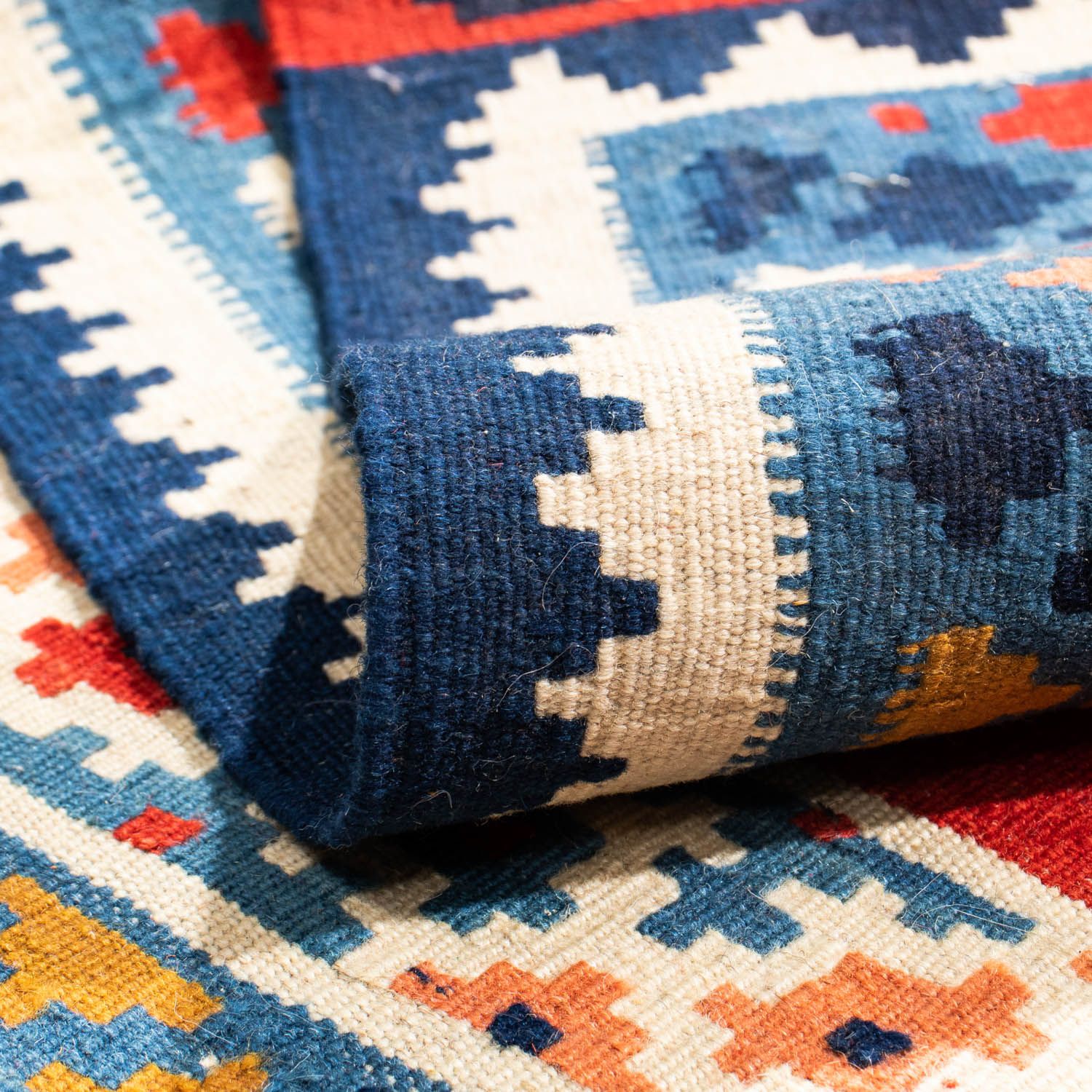 Kelim Teppich - Oriental 110 x 105 cm - blau - Image 4
