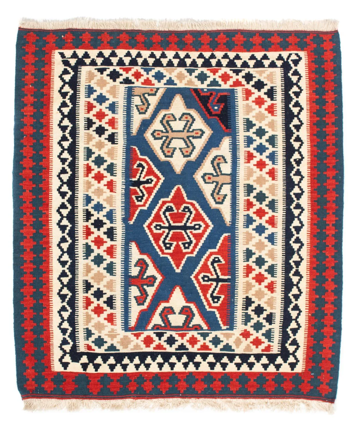 Kelim Teppich - Oriental 125 x 110 cm - blau