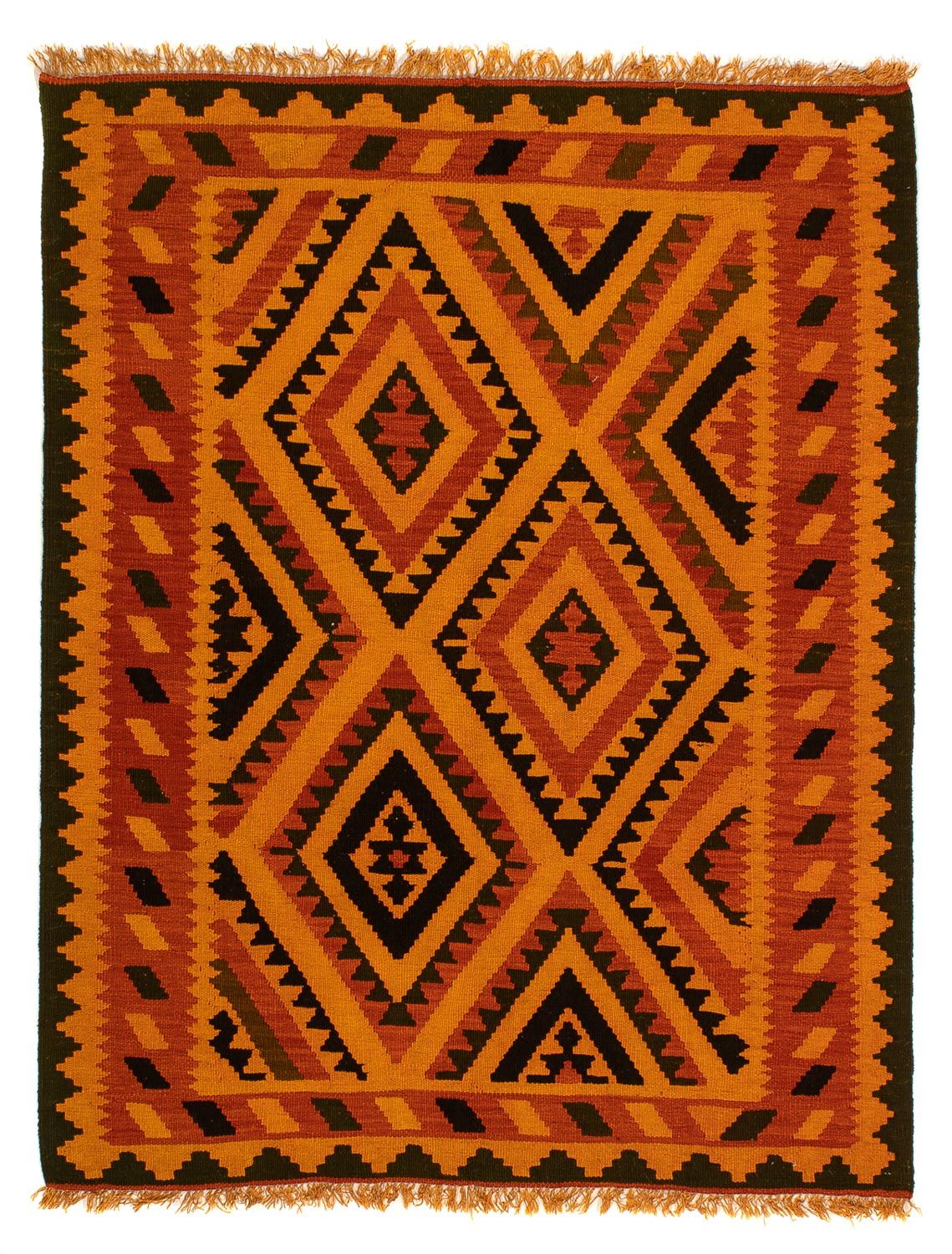 Kelim Teppich - Oriental 195 x 152 cm - dunkelbraun