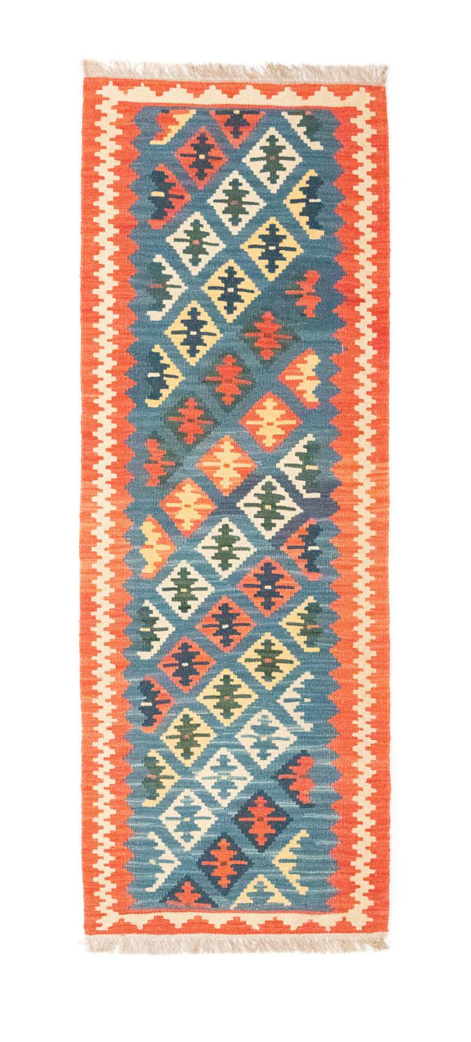 Kelim Teppich - Splash 198 x 64 cm - blau
