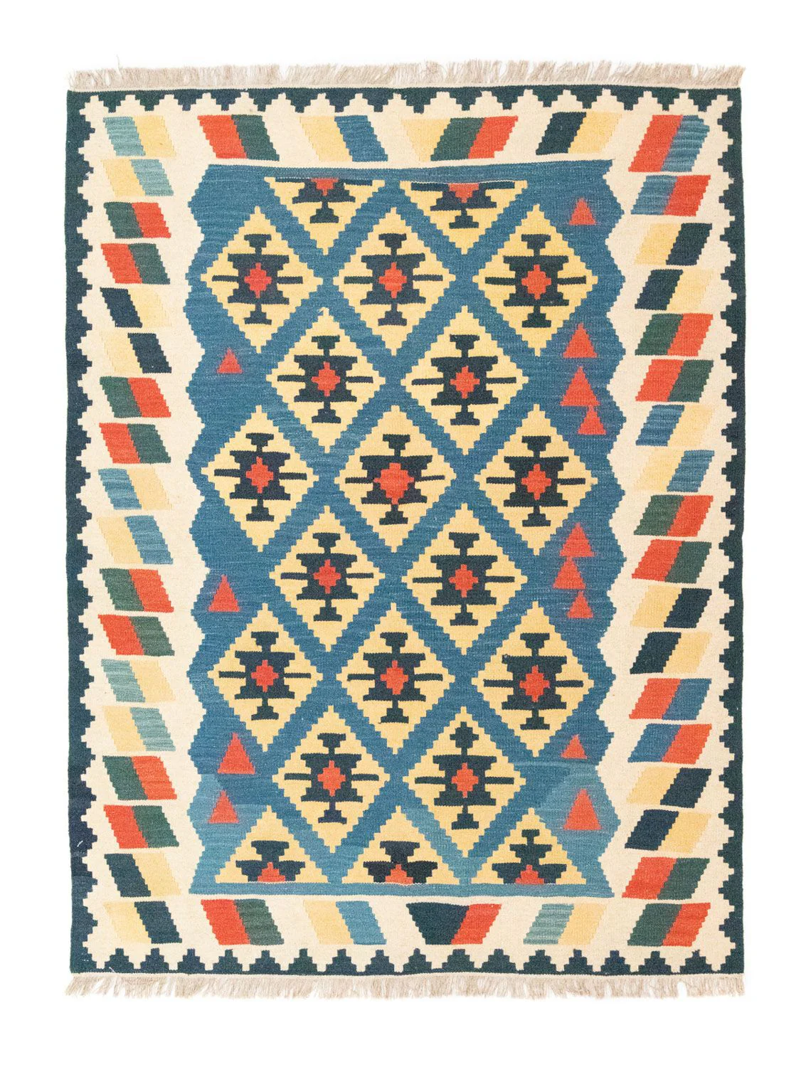 Kelim Teppich - Splash 205 x 156 cm - blau