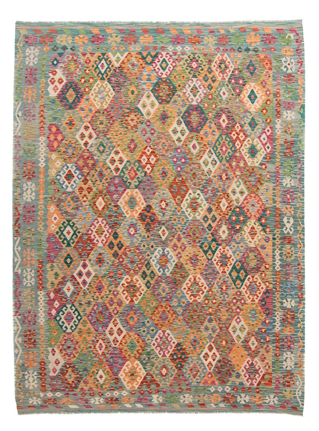 Kelim Teppich - Splash 341 x 263 cm - mehrfarbig