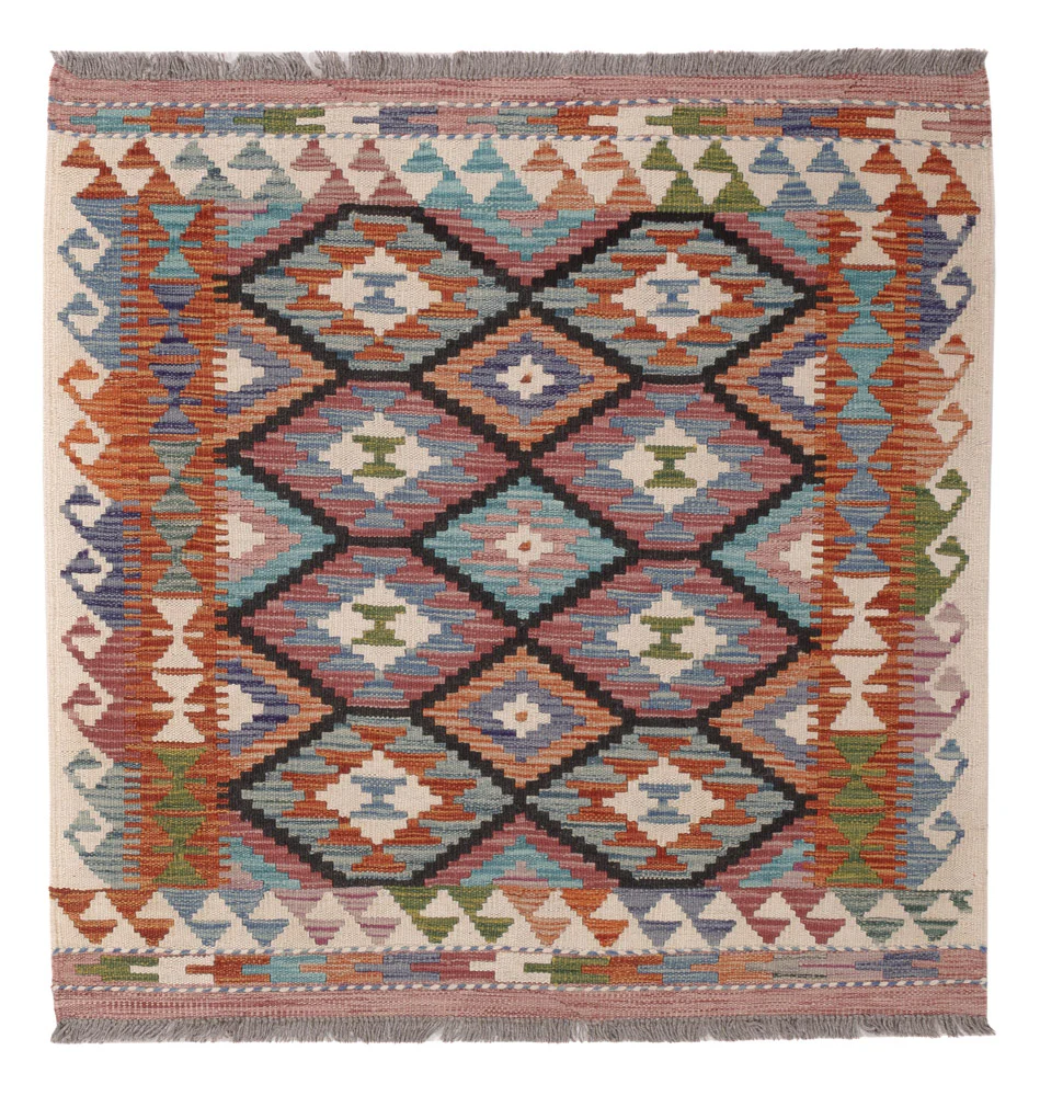 Kelim Teppich - Splash quadratisch - 102 x 101 cm - mehrfarbig