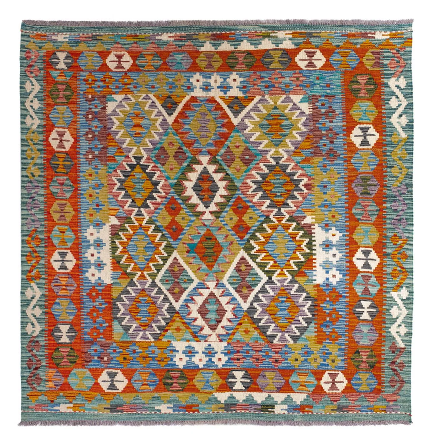 Kelim Teppich - Splash quadratisch - 154 x 152 cm - mehrfarbig
