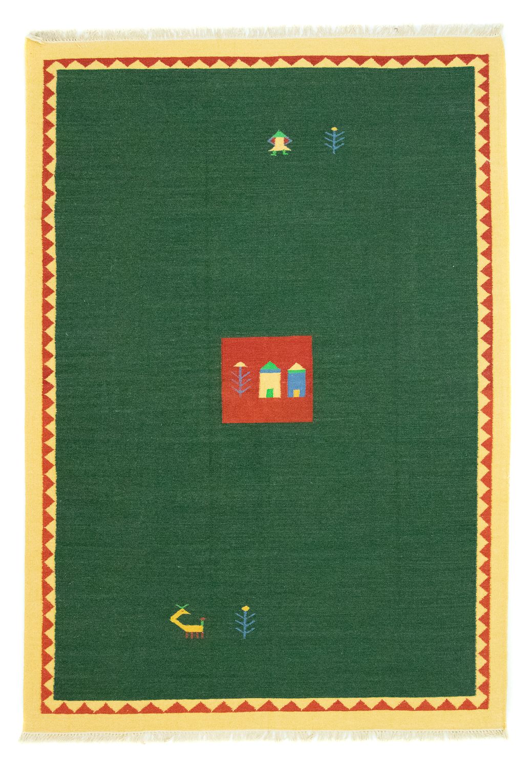 Kelim Teppich - Trendy 300 x 200 cm - dunkelgrün