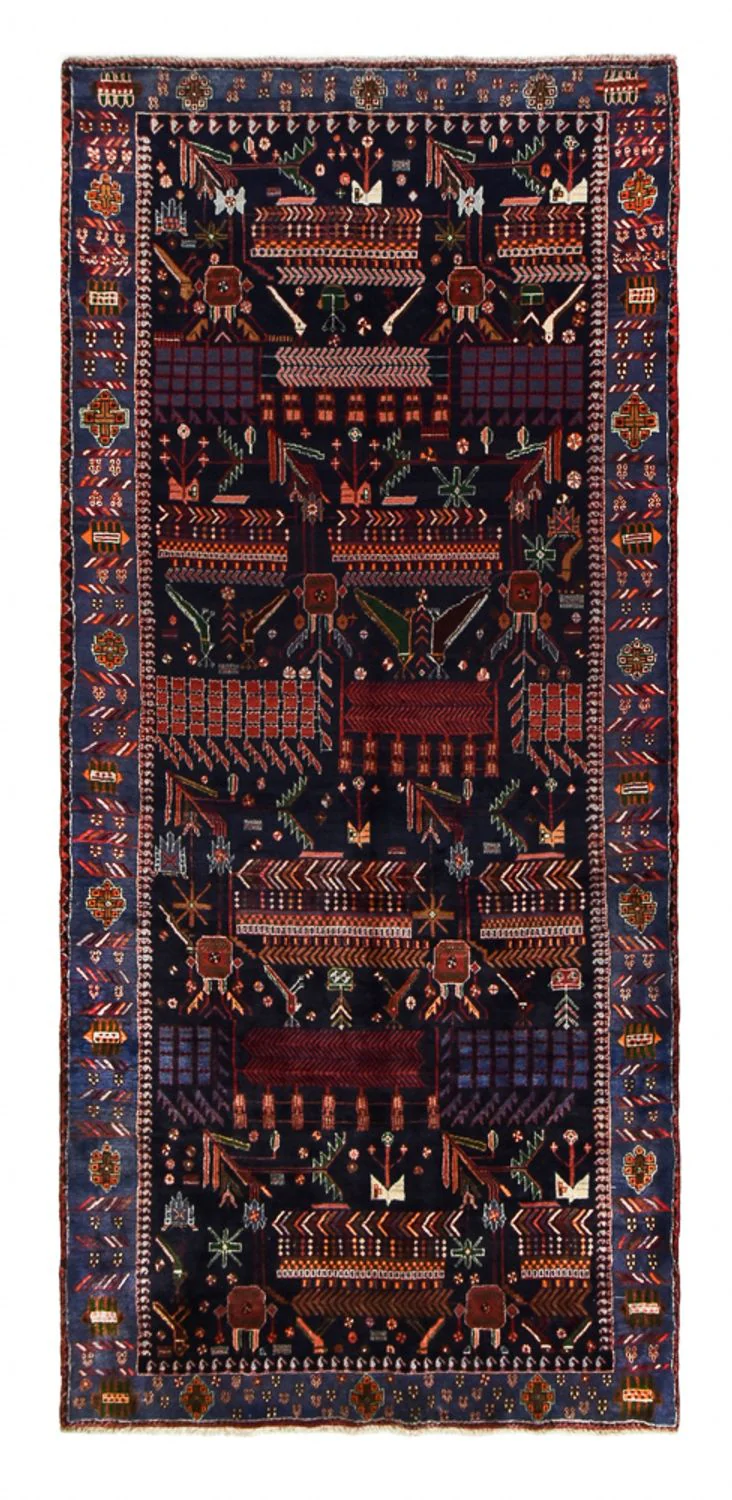 Läufer Perser - Nomadic - 382 x 168 cm - dunkelrot