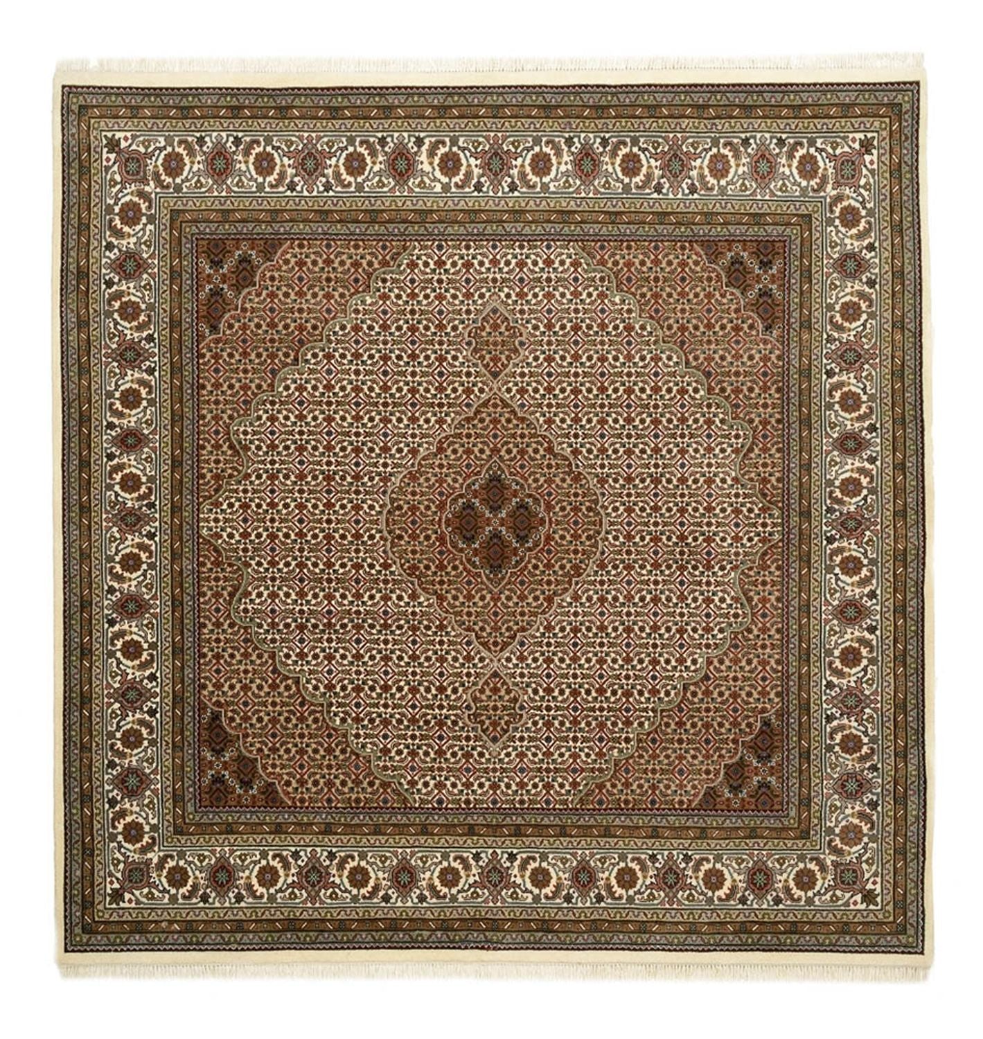 Orientteppich - Täbriz quadratisch - 203 x 201 cm - dunkelbeige