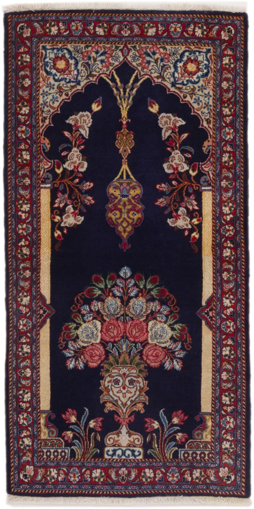 Perserteppich - Ghom - 126 x 70 cm - dunkelblau