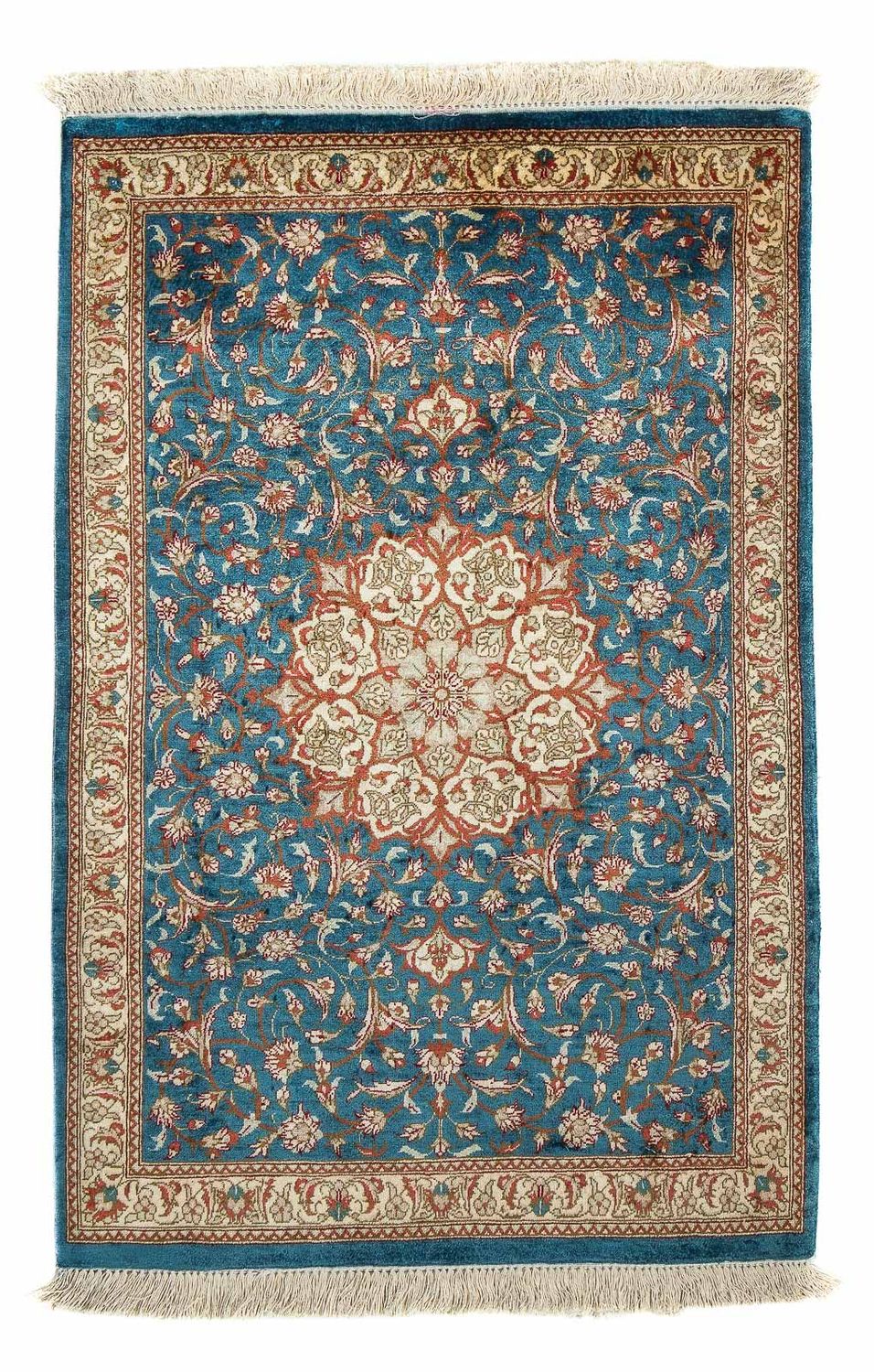 Perserteppich - Ghom 94 x 58 cm - blau