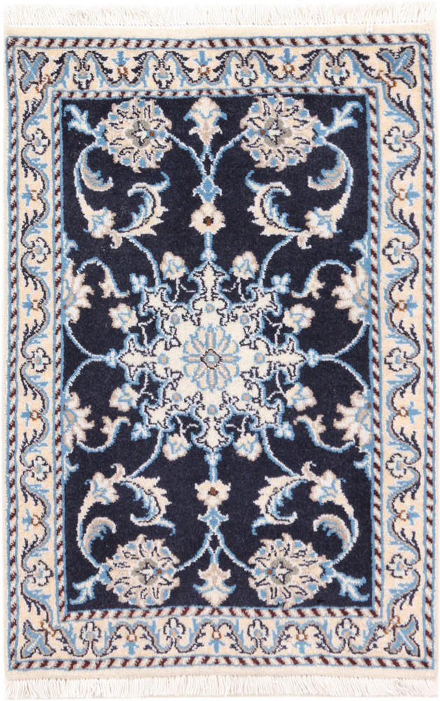 Perserteppich - Nain - 90 x 60 cm - dunkelblau