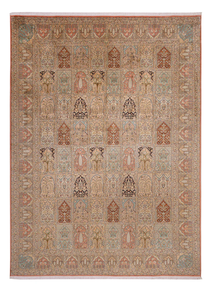 Seidenteppich - Kaschmir Seide - 381 x 273 cm - dunkelbeige