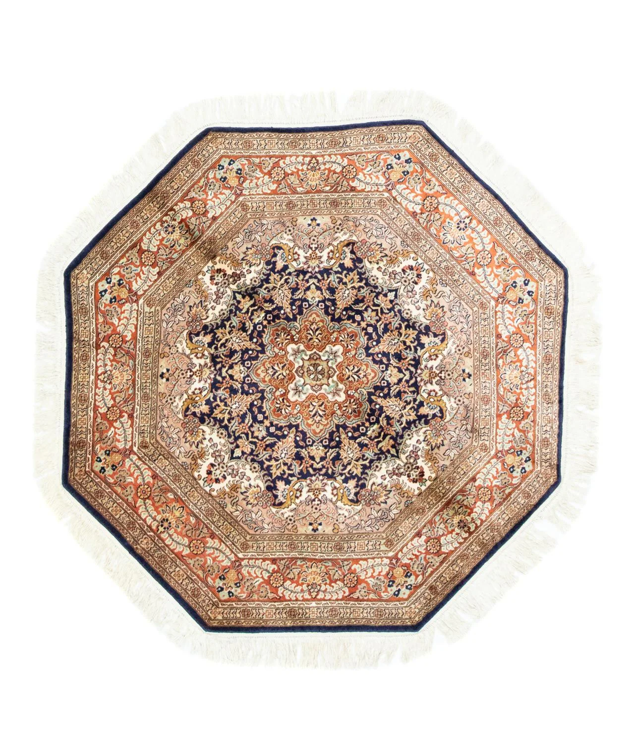 Seidenteppich - Kaschmir Seide sonderform - 127 x 125 cm - blau