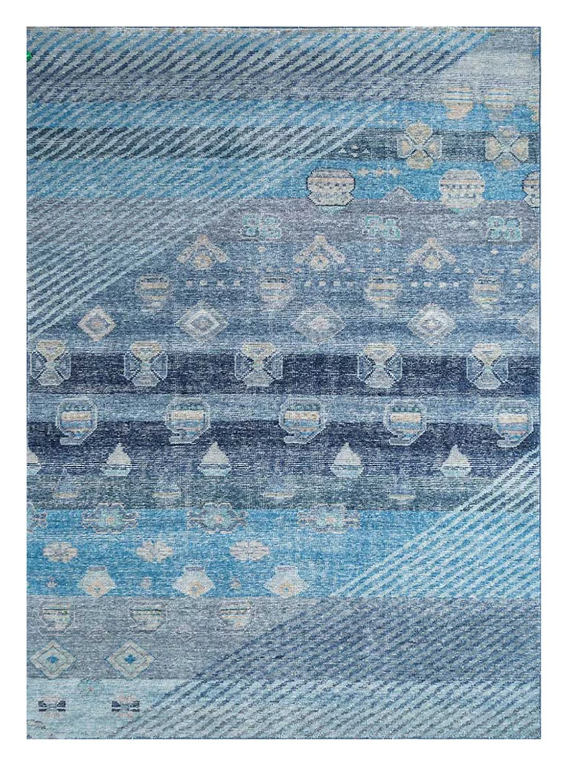 Wollteppich - 240 x 150 cm - blau