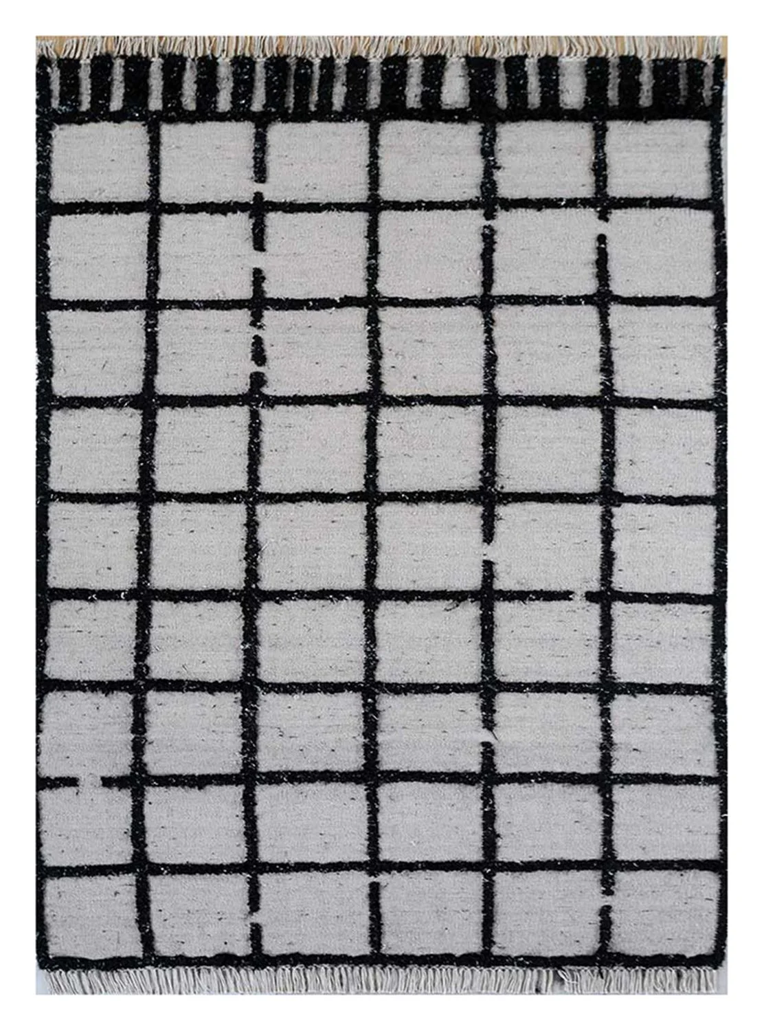 Wollteppich - 240 x 150 cm - schwarz-weiß