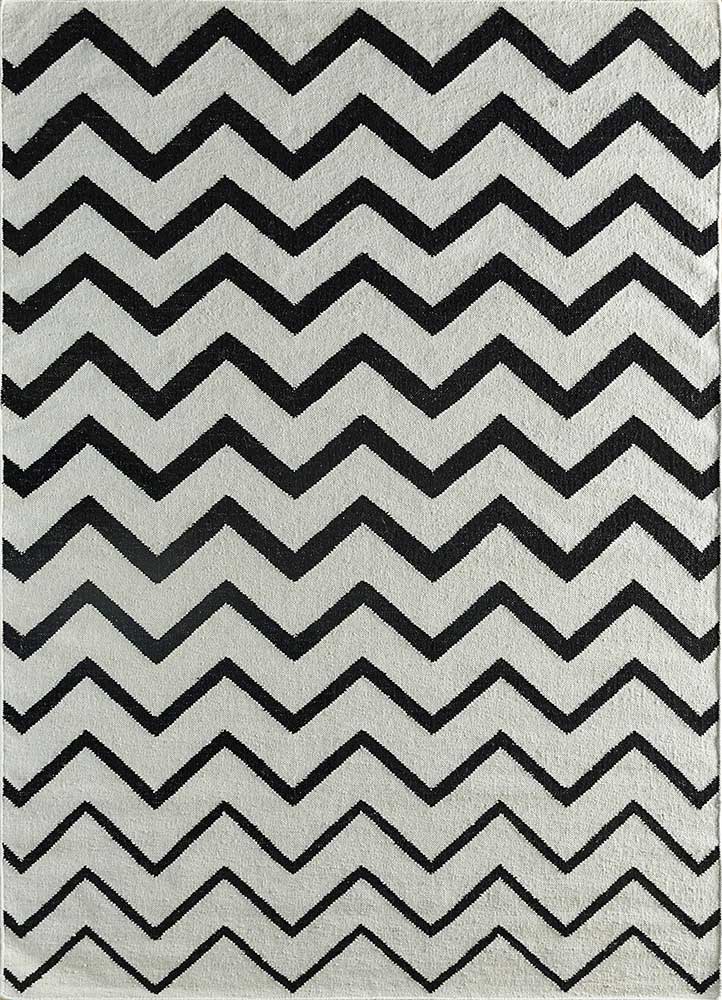Wollteppich - 240 x 150 cm - schwarz-weiß