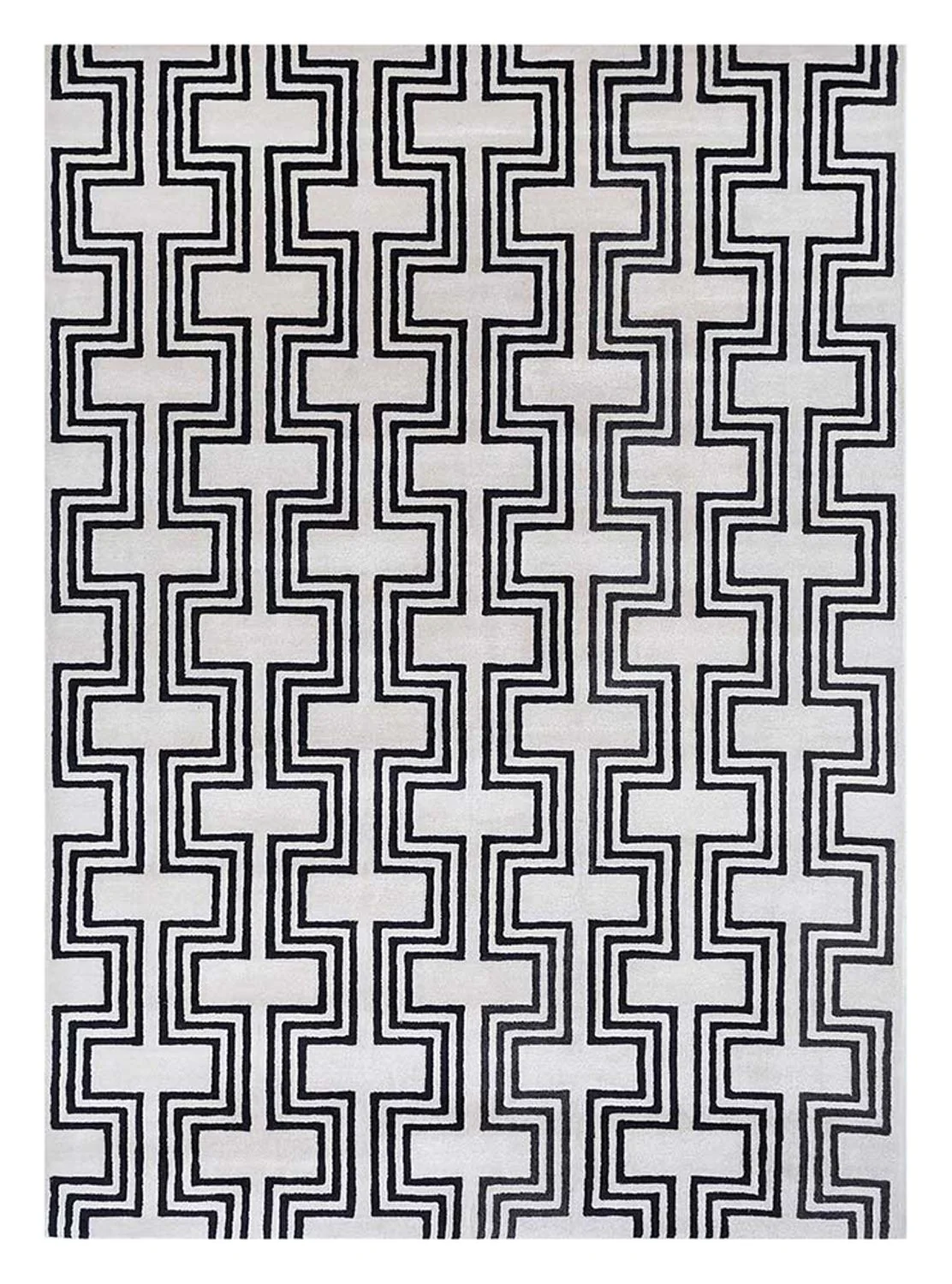 Wollteppich - 330 x 240 cm - schwarz-weiß